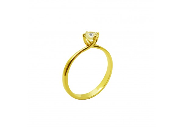 Μονόπετρο δαχτυλίδι χρυσό 14 καράτια με ζιργκόν